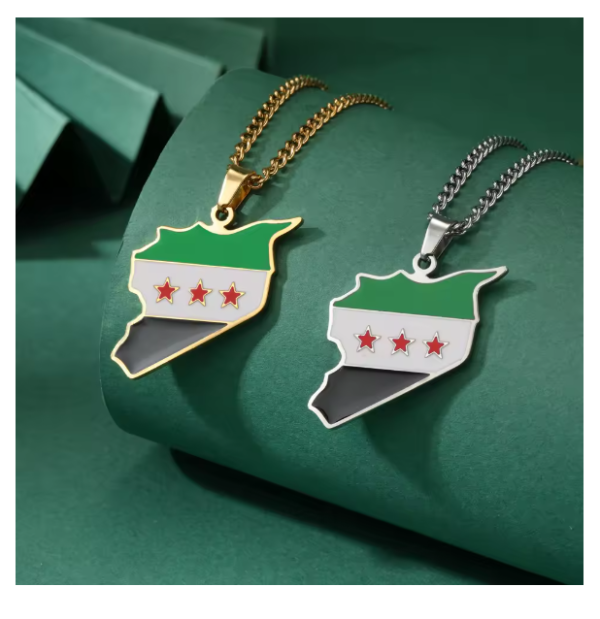 Stainless Steel Syria Map Necklace