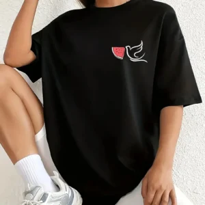 women's watermelon and bird print t shirt